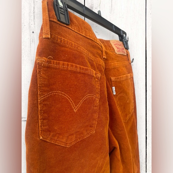 Levi's Wmns 724 High Rise Straight Crop Corduroy Sz 24 Jeans Pants Pumpkin Spice - Picture 6 of 9